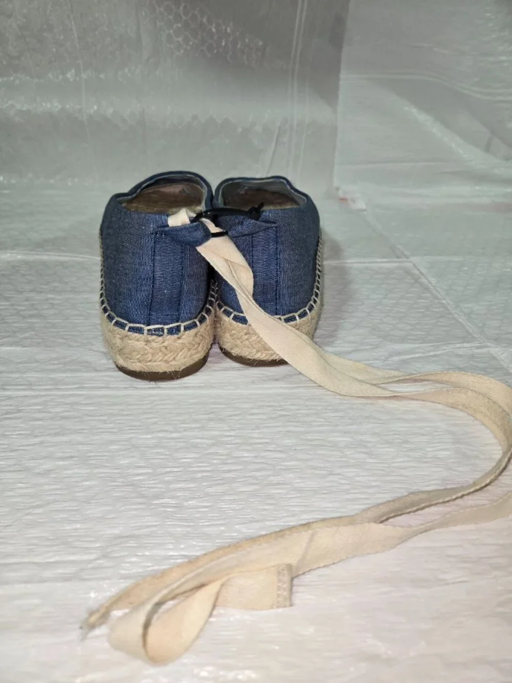 Draper James Blue Chambray Espadrille Flats Women's Size 8 Rope Sole Slip On